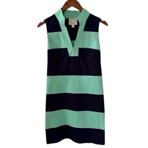 Sail to Sable Navy and Mint Green Striped Sleeveless Shake It All Shift Dress